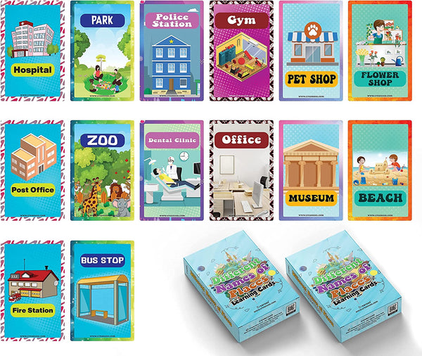 Different Names of Places Learning Cards (2-Deck X 54 Cards)