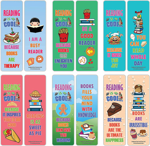 Creanoso Cool Various Foods Reading Sayings Bookmarks (60-Pack) ÃƒÂ¢Ã¢â€šÂ¬Ã¢â‚¬Å“ Cool Gift Token for Kids, Boys & Girls, Teens ÃƒÂ¢Ã¢â€šÂ¬Ã¢â‚¬Å“ Party Favors Supplies ÃƒÂ¢Ã¢â€šÂ¬Ã¢â‚¬Å“ Book Reading Rewards Incentive ÃƒÂ¢Ã¢â€šÂ¬Ã¢â‚¬Å“ Great Giveaways