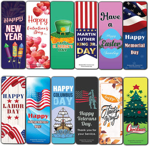 Creanoso Holiday Bookmarks (2-Sets X 6 Cards) â€“ Daily Inspirational Card Set â€“ Interesting Book Page Clippers â€“ Great Gifts for Adults and Teens