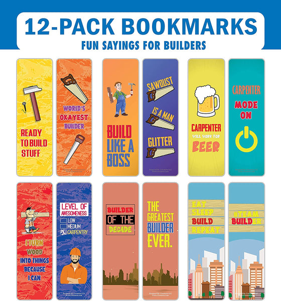Creanoso I am a Builder Bookmarks (2-Sets X 6 Cards) â€“ Daily Inspirational Card Set â€“ Interesting Book Page Clippers â€“ Great Gifts for Adults and Teens
