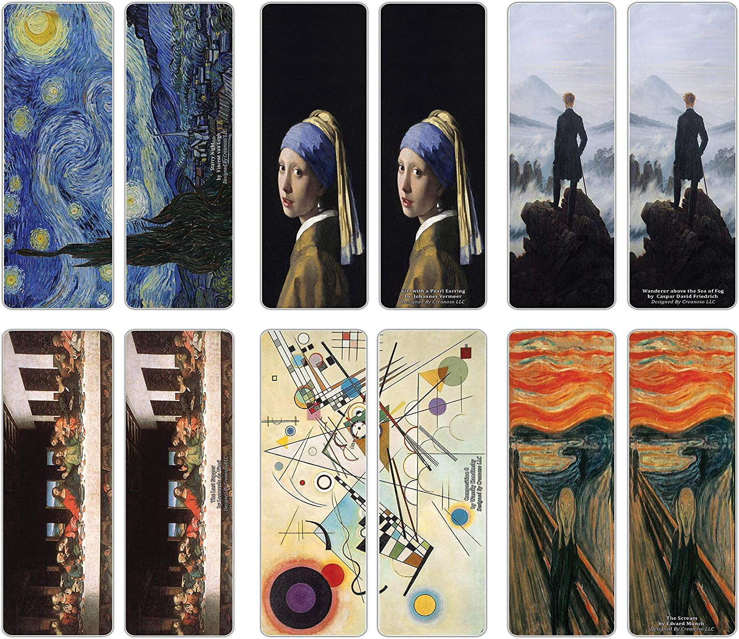Creanoso Artistic Art Famous Paintings Bookmarks Series 7 (60-Pack) ÃƒÂ¢Ã¢â€šÂ¬Ã¢â‚¬Å“ Stocking Stuffers Gift for Men, Women, Artists, Painters ÃƒÂ¢Ã¢â€šÂ¬Ã¢â‚¬Å“ Art Supplies ÃƒÂ¢Ã¢â€šÂ¬Ã¢â‚¬Å“ Artistic Rewards Gifts ÃƒÂ¢Ã¢â€šÂ¬Ã¢â‚¬Å“ Artistic Painting