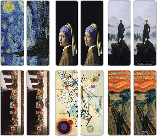 Creanoso Famous Classic Arts Series 2 Bookmarks (30-Pack) - Van Gogh, Da Vinci, Edvard Munch, Vermeer, Friedrich, Kandinsky ÃƒÂ» Essential Famous Artists Collection Set - - Wall DÃƒÂ©cor