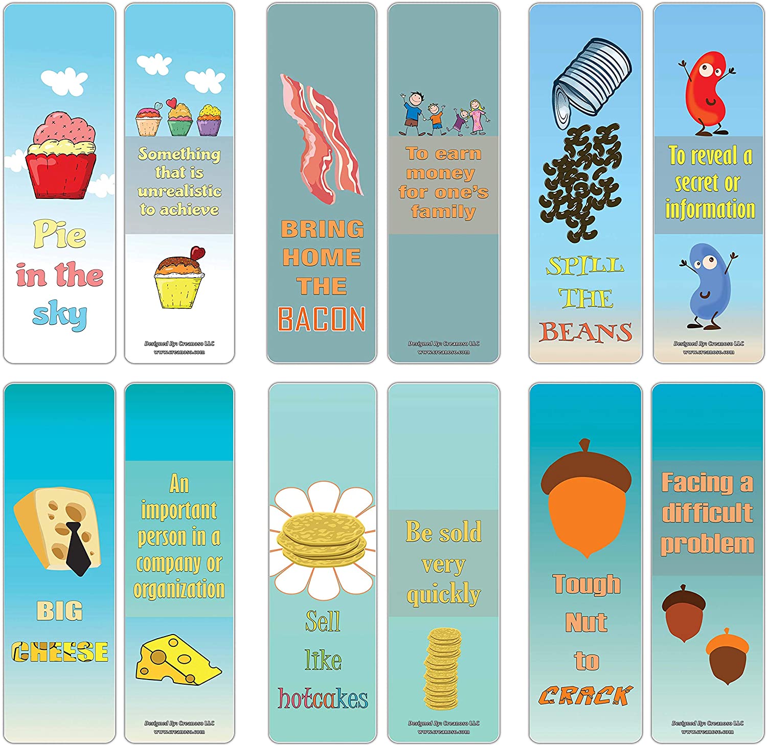 Creanoso Fruit and Vegetables Jokes Funny Bookmarks (30-Pack) Ã¢â‚¬â€œ Stocking Stuffers Gift for Kids, Children, Boys & Girls Ã¢â‚¬â€œ Teacher and Classroom Reward Gifts Ã¢â‚¬â€œ School Incentive