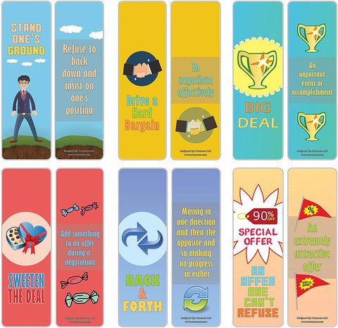 Creanoso Business Idioms Bookmarks - Negotiations (30-Pack) Ã¢â‚¬â€œ Stocking Stuffers Gift Ideas for Managers, Executives, Businessman - Employees Incentives Rewards - Corporate Giveaways