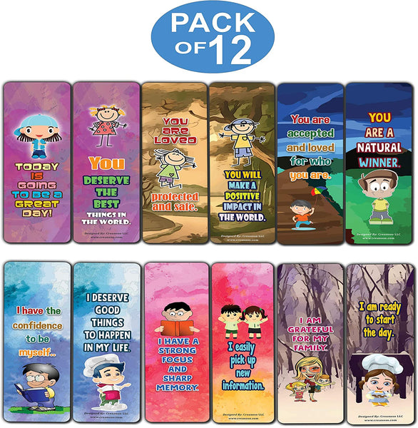 Building Confidence in Kids Bookmarks (12-Pack) Premium Quality Gift Ideas for All Occasions - Stocking Stuffers Party Favor & Giveaways