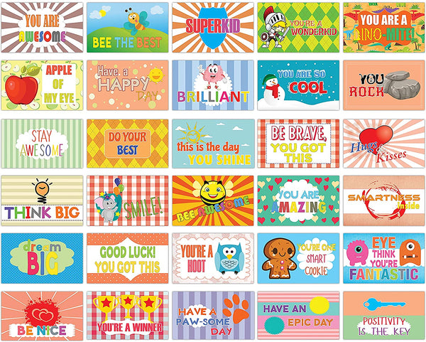 Motivational Lunch Box Notes Cards for Children (30 cards x 4 sets )