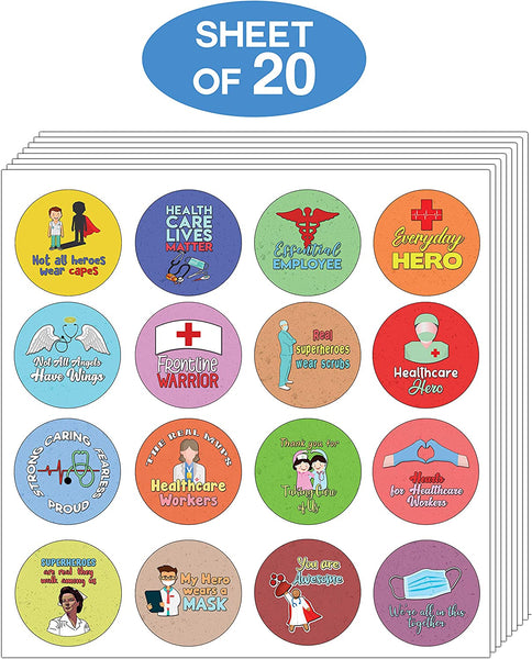 Creanoso Health Care Heroes Appreciation Stickers (20-Sheet) - Premium Quality Gift Ideas for Children, Teens, & Adults for All Occasions - Stocking Stuffers Party Favor & Giveaways
