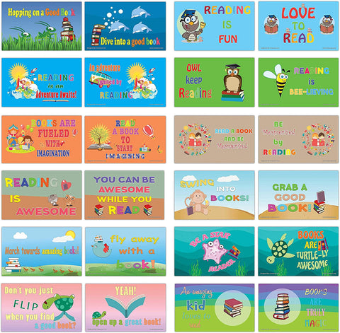 Creanoso Inspiring Book Reading Flashcards for Kids (60-Pack) â€“ Never Stop Learning Cards â€“ Unique Gift Set for Boys, Girls â€“ Inspiring Book Reading Sayings Notecards â€“ Amazing Giveaways for Children