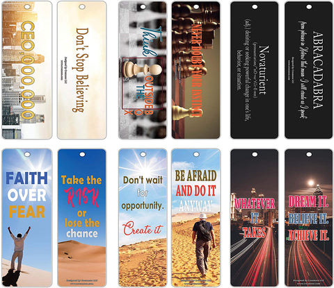 Creanoso Inspiring Inspirational Bookmarks for Entrepreneurs (30-Pack) Ã¢â‚¬â€œ Sayings About Business Leadership Success Ã¢â‚¬â€œ Stocking Stuffers Gift for Businessman, Businesswoman, Executives, Capitalists