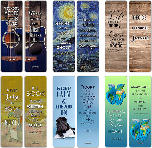 Creanoso Inspirational Bookmarks for Books Positive Wisdom Assorted Inspiring Quotes