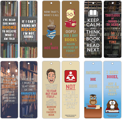 Creanoso Humorous Sayings Bookish Bookmarks for Men & Women (30-Pack) Ã¢â‚¬â€œÃ¢â‚¬â€œ Stocking Stuffers Gift for Bibliophiles, Book Worms, Book Lovers Ã¢â‚¬â€œ Party Supplies Ã¢â‚¬â€œ Book Clubs Reading