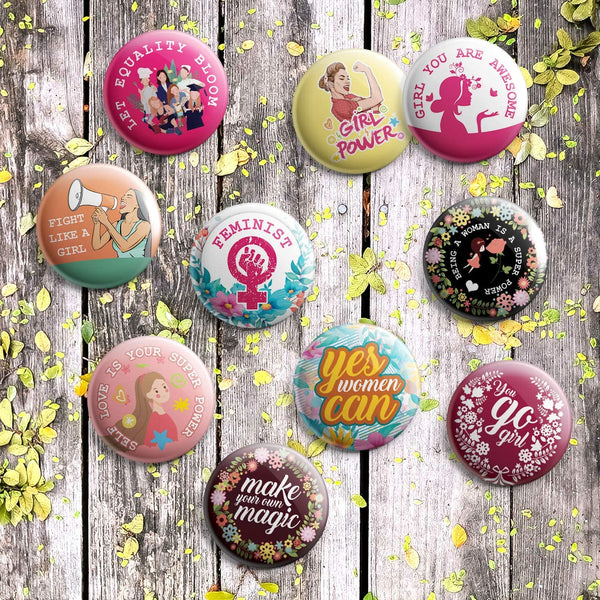 I Am A Strong Feminist Pinback Buttons (10 Pack)