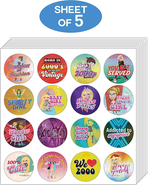 2000's Girl Stickers (5 Sets X 16 Designs)