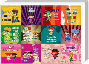 Creanoso Superhero Friendship Stickers (10-Sheet) â€“ Total 120 pcs (10 X 12pcs) Individual Small Size 2.1 x 2. Inches , Waterproof, Unique Personalized Themes Designs, Any Flat Surface DIY Decoration Art Decal for Boys & Girls, Children, Teens
