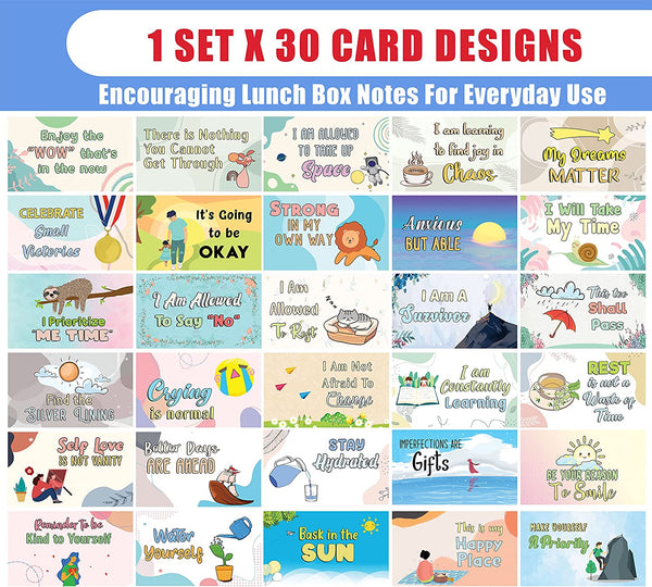 Self Care and Self Affirmation Writable Message Card / Lunch Box Cards (1 Set X 30 Designs)