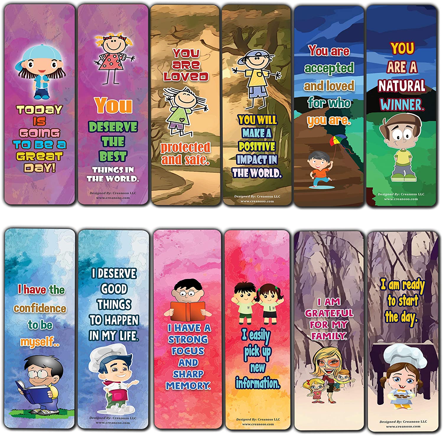 Building Confidence in Kids Bookmarks (12-Pack) Premium Quality Gift Ideas for All Occasions - Stocking Stuffers Party Favor & Giveaways