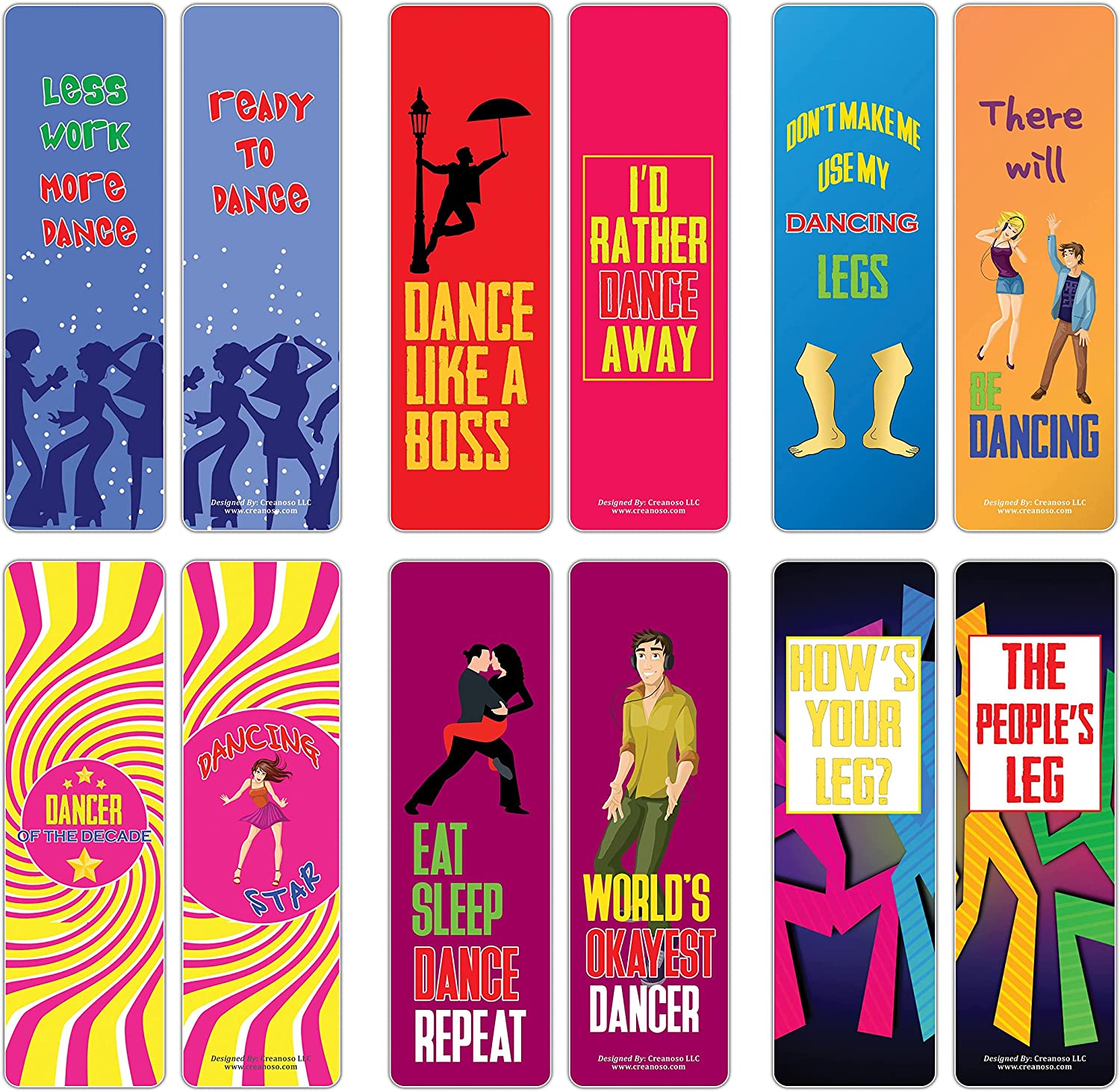 Creanoso I am a Dancer Bookmarks (5-Sets X 6 Cards) â€“ Daily Inspirational Card Set â€“ Interesting Book Page Clippers â€“ Great Gifts for Adults and Teens