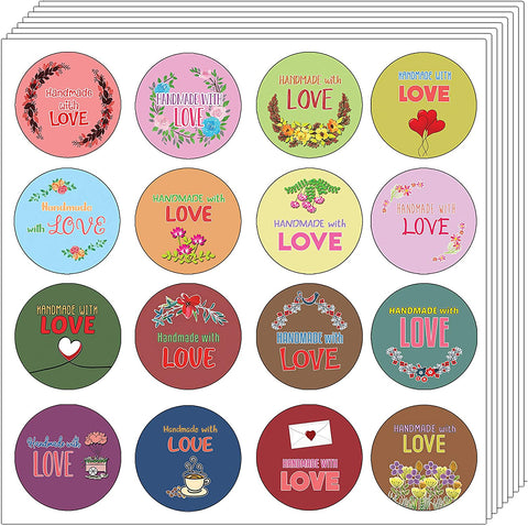 Creanoso Handmade with Love Stickers - Floral (10-Sheet) - Colorful and Unique Designs Perfect for Any Occasions as Gifts, Party Favors, or for Personal Use