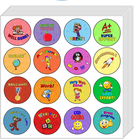 Creanoso Teacher Reward Motivational Stickers (10-Sheet) - School Classroom Rewards Incentives - Premium Gift Set for Children, Teens, & Adults - Stocking Stuffers