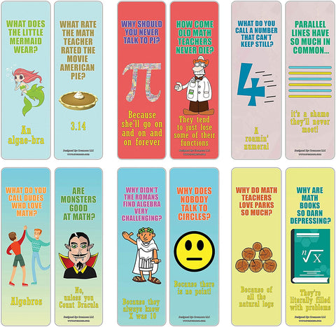 Creanoso Funny Jokes Puns Math Bookmarks (30-Pack) Ã¢â‚¬â€œ Stocking Stuffers Gift for Math Teachers, Students, Men & Women, Teens, Professionals Ã¢â‚¬â€œ Math Class Rewards Ã¢â‚¬â€œ Teaching Incentives Ã¢â‚¬â€œ Book Clip