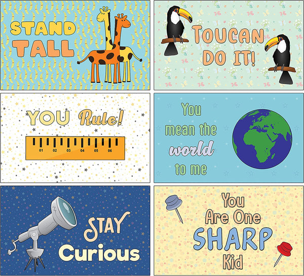 Creanoso Cute Inspirational Lunch Box Notes for Kids (30 cards x 1 set) - Fun and Inspiring Lunch Box Flashcards