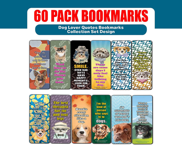 Creanoso Dog Lover Quotes Bookmarks (10 Sets x 6 Cards) â€“ Daily Inspirational Card Set â€“ Interesting Book Page Clippers â€“ Great Gifts for Kids and Teens