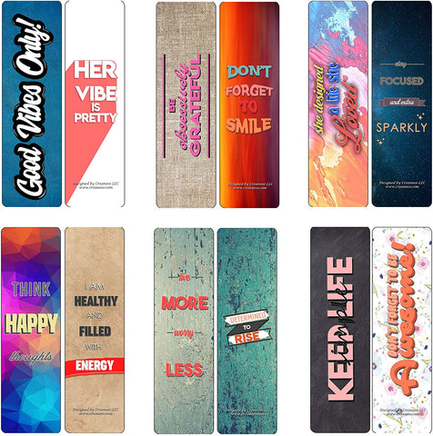 Creanoso She Designed A Life She Loved Bookmarks (30-Pack) - Inspirational Quotes and Saying for Teen Girls, & Women - Stocking Stuffers Premium Gift Set
