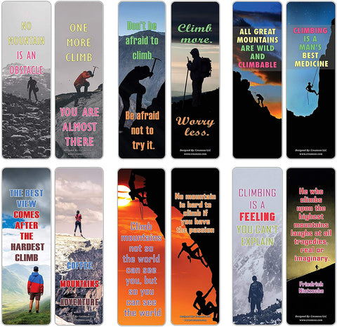 Creanoso Mountain Climbing Sayings Bookmarks (60-Pack) ÃƒÂ¢Ã¢â€šÂ¬Ã¢â‚¬Å“ Stocking Stuffers Gift for Climbers, Men, Women, Adult, Teens ÃƒÂ¢Ã¢â€šÂ¬Ã¢â‚¬Å“ Cool Climbing Bookmarker Giveaways Collection Set ÃƒÂ¢Ã¢â€šÂ¬Ã¢â‚¬Å“ Page Clippers