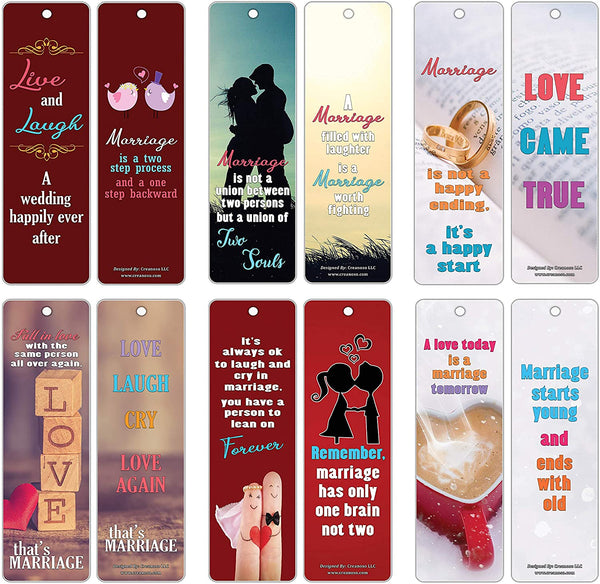 Creanoso Married Life Happy Sayings Bookmarkers for Couples (60-Pack) ÃƒÂ¢Ã¢â€šÂ¬Ã¢â‚¬Å“ Six Assorted Quality Bookmark Cards Bulk Set ÃƒÂ¢Ã¢â€šÂ¬Ã¢â‚¬Å“ Premium Gift for Spouse, Married Couple, Husband, Wife, Men, Women