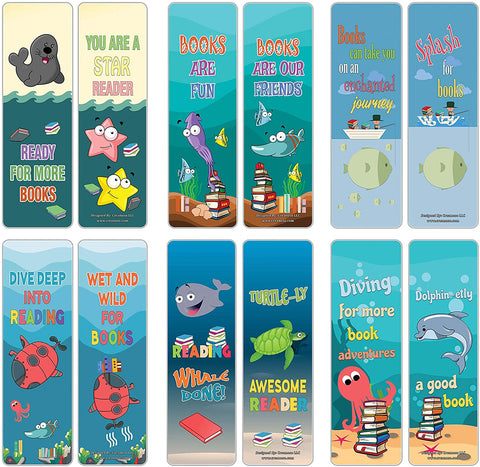 Creanoso Cute Sayings Sea Creatures Reading Bookmarks (60-Pack) ÃƒÂ¢Ã¢â€šÂ¬Ã¢â‚¬Å“ Stocking Stuffers Gift for Boys & Girls, Teens ÃƒÂ¢Ã¢â€šÂ¬Ã¢â‚¬Å“ Book Reading Rewards Gifts Incentive ÃƒÂ¢Ã¢â€šÂ¬Ã¢â‚¬Å“ Great Giveaways for Children ÃƒÂ¢Ã¢â€šÂ¬Ã¢â‚¬Å“ Pa