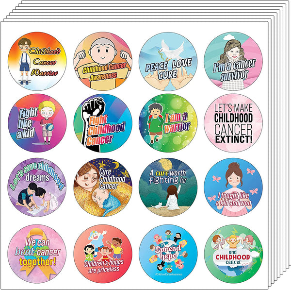 Childhood Cancer Awareness Stickers (10 Sets X 16 Designs)