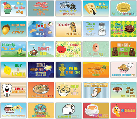 Creanoso Food Idioms Flashcards for Kids (120-Pack) â€“ Unique Educational Cards Gift Set â€“ Great Stocking Stuffers Gift for Boys & Girls â€“ Teaching Tools Materials â€“ Classroom Rewards Pack