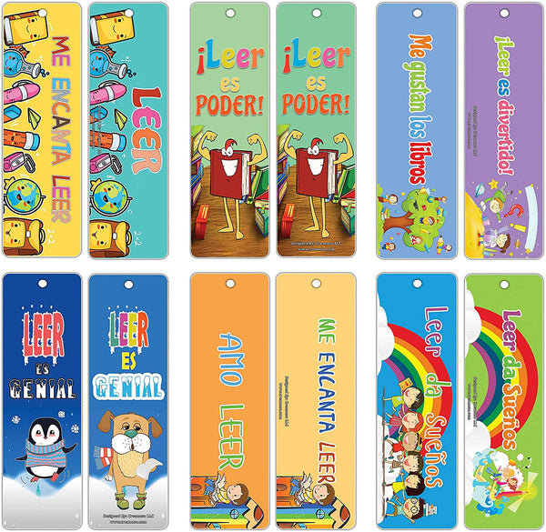 Creanoso I Love Reading Bookmarks (30-Pack) Ã¢â‚¬â€œ Inspiring Spanish Reading Words Bookmarkers Bulk Set Ã¢â‚¬â€œ Premium Quality Book Clippers for Kids, Boys, Girls