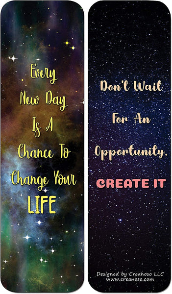 Creanoso Galaxy Motivational Bookmarks Cards Series 3 (60-Pack) - Premium Quality Gift Ideas for Children, Teens, & Adults for All Occasions - Stocking Stuffers Party Favor & Giveaways