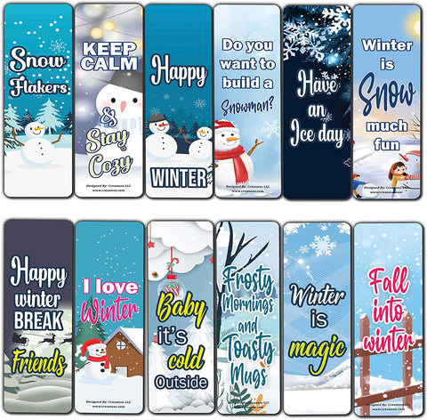 Creanoso Winter Bookmarks Bookmarks (5-Sets X 6 Cards) â€“ Daily Inspirational Card Set â€“ Interesting Book Page Clippers â€“ Great Gifts for Adults and Teens