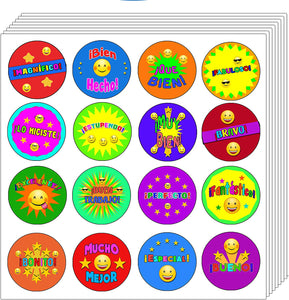 Creanoso Spanish Smiley Reward Stickers (20-Sheet) - Unique Sticky Note Cards Ã¢â‚¬â€œ Premium Gifts for Boys and Girls Ã¢â‚¬â€œ Incentive Reward Ideas Ã¢â‚¬â€œ Team Leadership Rewards Ã¢â‚¬â€œ Wall Decor