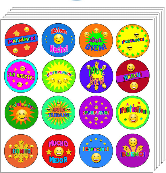 Creanoso Spanish Smiley Reward Stickers (20-Sheet) - Unique Sticky Note Cards Ã¢â‚¬â€œ Premium Gifts for Boys and Girls Ã¢â‚¬â€œ Incentive Reward Ideas Ã¢â‚¬â€œ Team Leadership Rewards Ã¢â‚¬â€œ Wall Decor