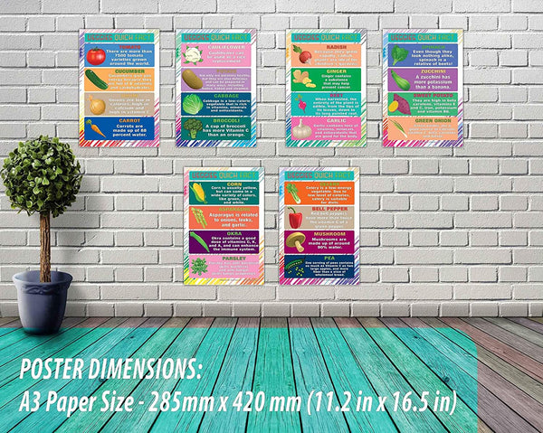 Creanoso Educational Fruits and Vegetables Learning Posters for Kids (6-Pack) - Home Schooling Tool