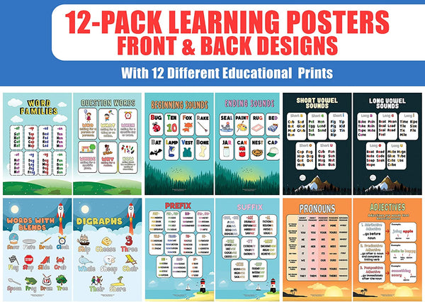 Delightful Primary English Educational Learning Posters (12-Pack)