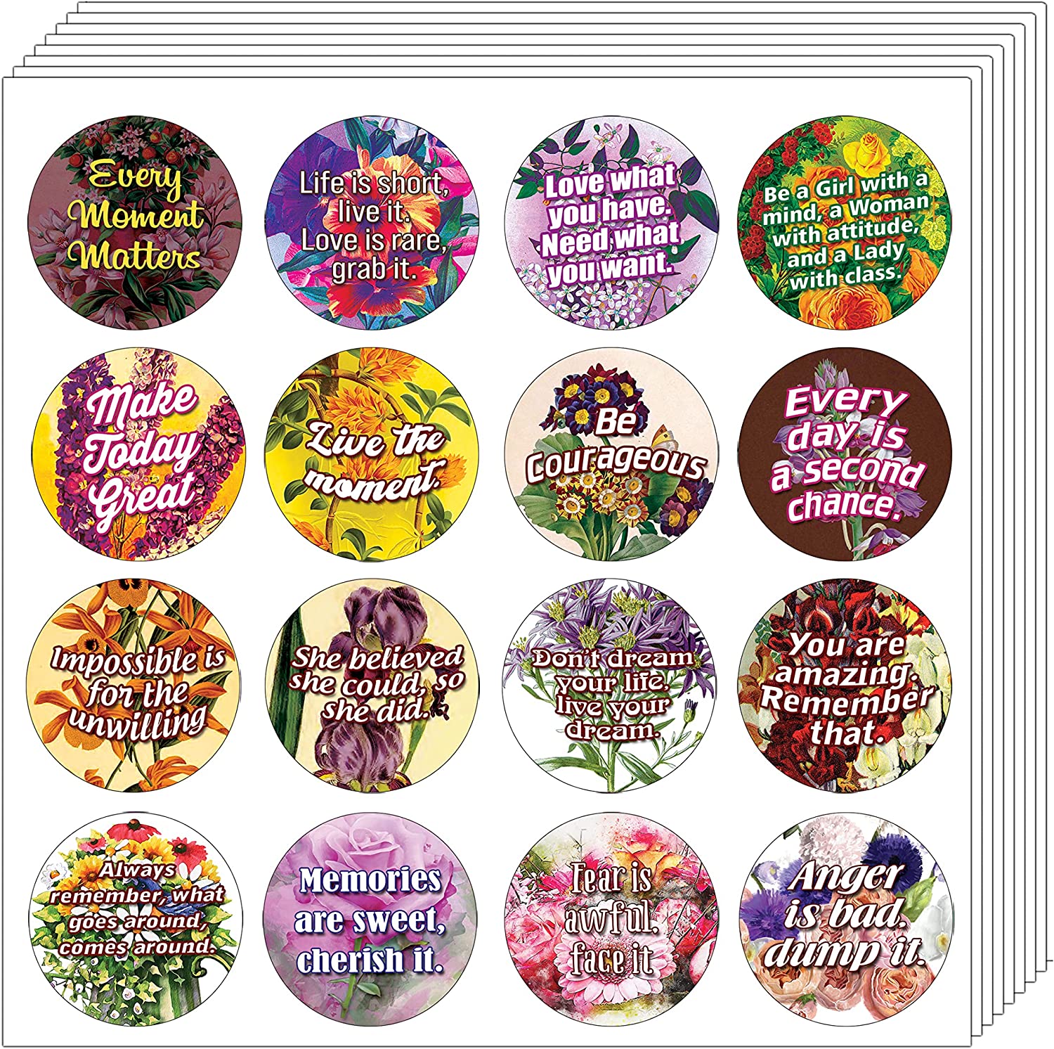 Creanoso Beautiful Floral Stickers (5-Sheet) â€“ Sticker Card Giveaways for Kids â€“ Awesome Stocking Stuffers Gifts for Boys & Girls â€“ Classroom Home Rewards Enticements