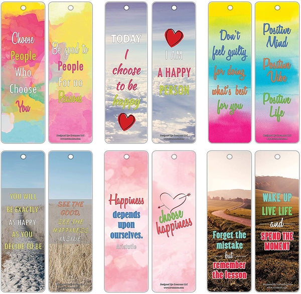 Creanoso Happiness Life Quotes Positive Sayings Bookmark Cards (30-Pack) Ã¢â‚¬â€œ Premium Gifts Bookmarks for Bookworm, Book Nerds, Book Readers Ã¢â‚¬â€œ Stocking Stuffers for Men & Women