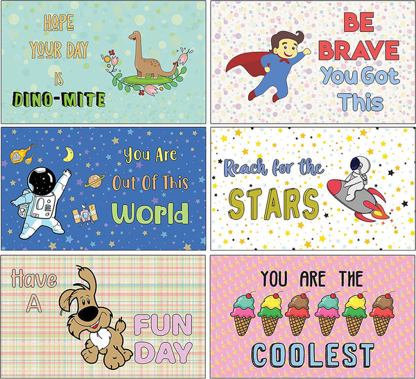 Creanoso Cute Inspirational Lunch Box Notes for Kids (30 cards x 1 set) - Fun and Inspiring Lunch Box Flashcards