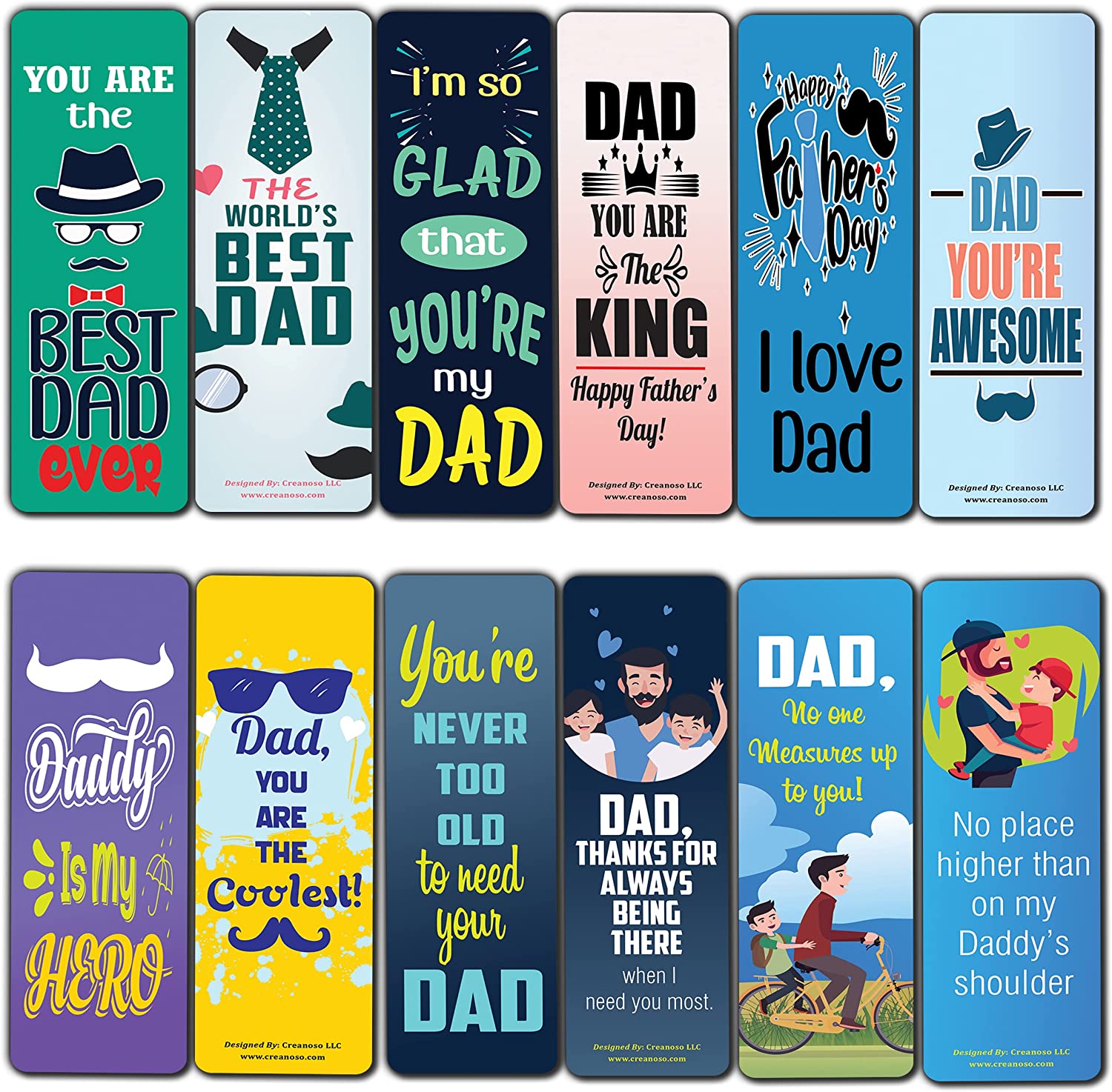 Father's Appreciation and Father's Day Bookmarks (10-Sets X 6 Cards)