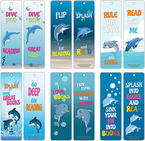Creanoso Young Readers Dolphin Bookmarkers (30-Pack) Ã¢â‚¬â€œ Six Assorted Bookmark Designs Bulk Set Ã¢â‚¬â€œ Premium Quality Book Clippers for Kids, Boys, Girls Ã¢â‚¬â€œ Party Supplies