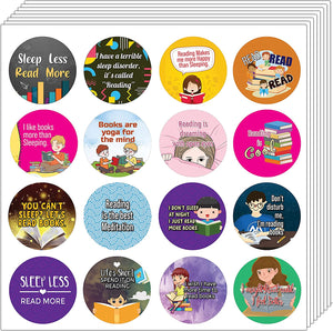 Creanoso Read More Sleep Less Round Stickers (10 Sets X 16 Designs) â€“ Sticker Card Giveaways for Kids â€“ Awesome Stocking Stuffers Gifts for Boys & Girls â€“ Classroom Home Rewards Enticements
