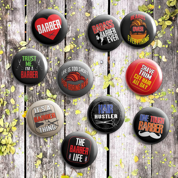 I am a Barber Pinback Buttons (1-Set X 10 Buttons)