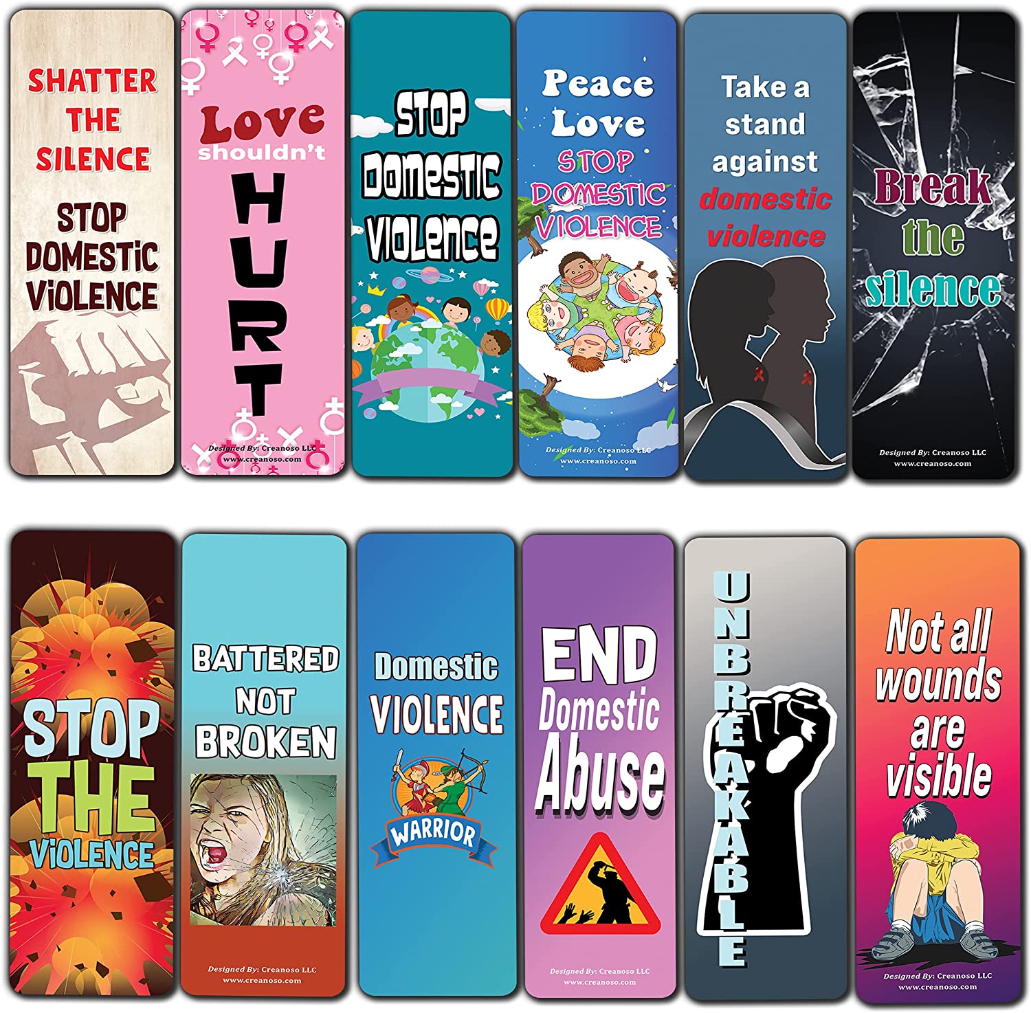 Domestic Violence Bookmarks (2-Sets X 6 Cards)