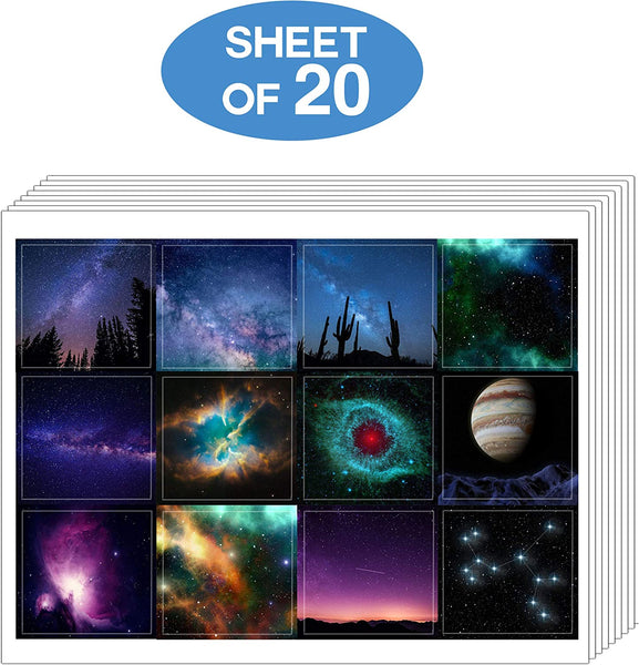 Creanoso Galaxy Stickers (20-Sheet) - Premium Quality Gift Ideas for Children, Teens, & Adults for All Occasions - Stocking Stuffers Party Favor & Giveaways