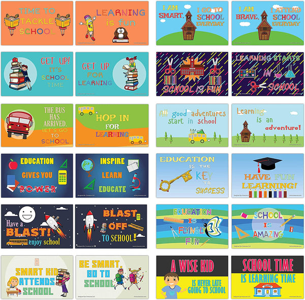 Creanoso School Education Flashcards Learning Cards for Kids (120-Pack) â€“ Unique Gift Set â€“ Great Stocking Stuffers Gift for Boys & Girls â€“ Classroom Rewards â€“ Inspirational Mini Card Giveaways
