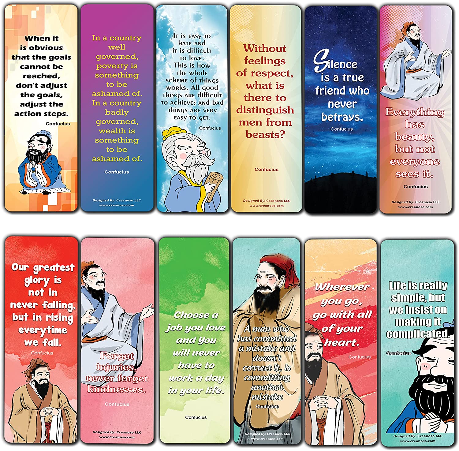 Confucius Quotes Bookmarks - (10 Sets x 6 Cards)